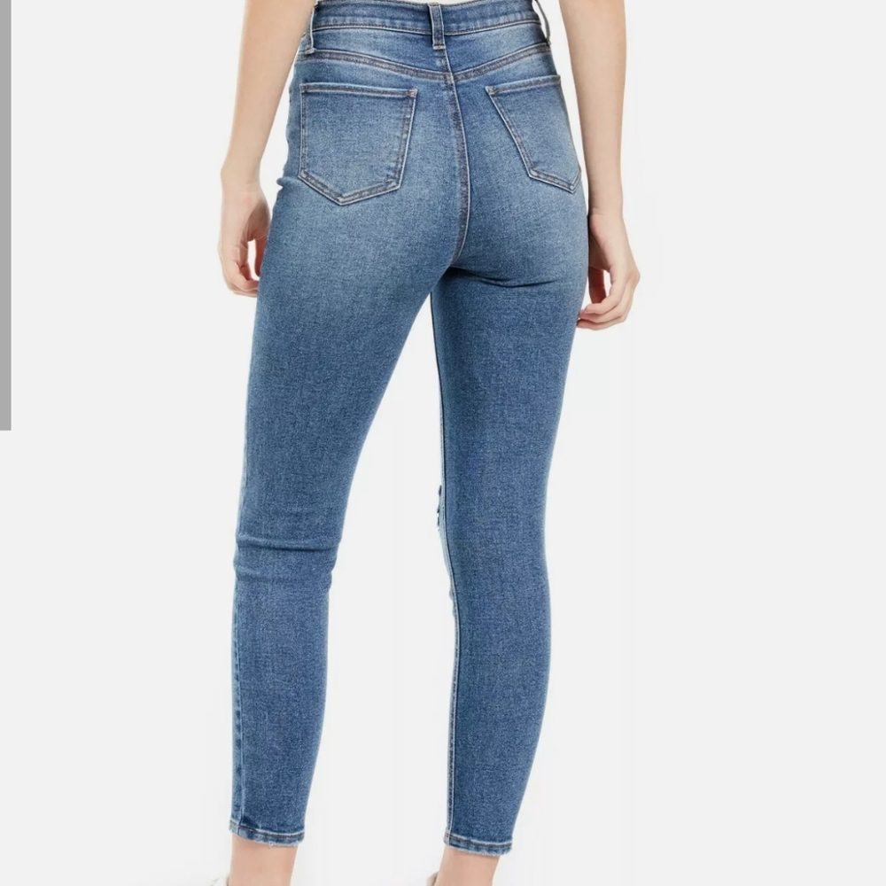 Vanilla Star Junior's Real Cheeky Ripped High Rise Jeans Blue Size 19 Nwt - Picture 3 of 3